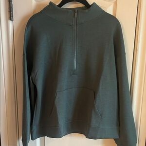 Zenana Outfitters Teal Half-Zip Hoodie